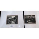 After Ansel Adams (Danish), Mountainous landscapes, pair of black and white prints, 41" x 5"