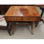 A 19th century mahogany sofa table with 2 frieze drawers, on 4 splay feet