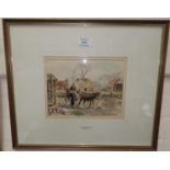 John MacLaughlin - Milne RSA 1885-1957: Farmyard scene with horse and cart, watercolour, 7" x 9",