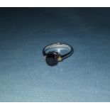 A white metal dress ring set stones, marked '14K 585', 2.6 gm gross