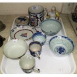 An 18th Century Chinese mug, a selection of other Chinese ceramics, tea bowls, cups etc
