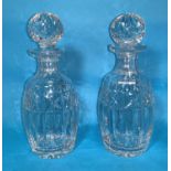 A pair of Waterford Crystal decanters, height 10"; another similar (a.f.)