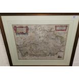 Jan Jansson: "The Countie of Leinster", hand coloured 18th century map, 15" x 19", framed and glazed