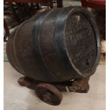A Gayners Attleboro metal bound cask on stand