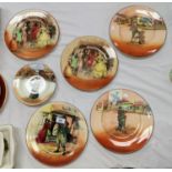 A Royal Doulton set of 5 Dickens character plates; a similar bowl