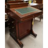 An Edwardian inlaid and crossbanded Davenport desk, with slope front, correspondence box and 4