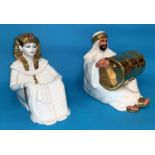 A 1970's Italian majolica money box: Arab Sheik holding a golden oil barrel, by A Zen, Nove,