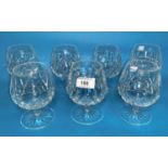 A Waterford Crystal Lismore set of 6 brandy balloons and another similar pattern