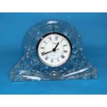 A Waterford Crystal heavy arch top mantel clock, length 7.5"