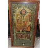 A Highland Queen whiskey show card poster framed and glazed