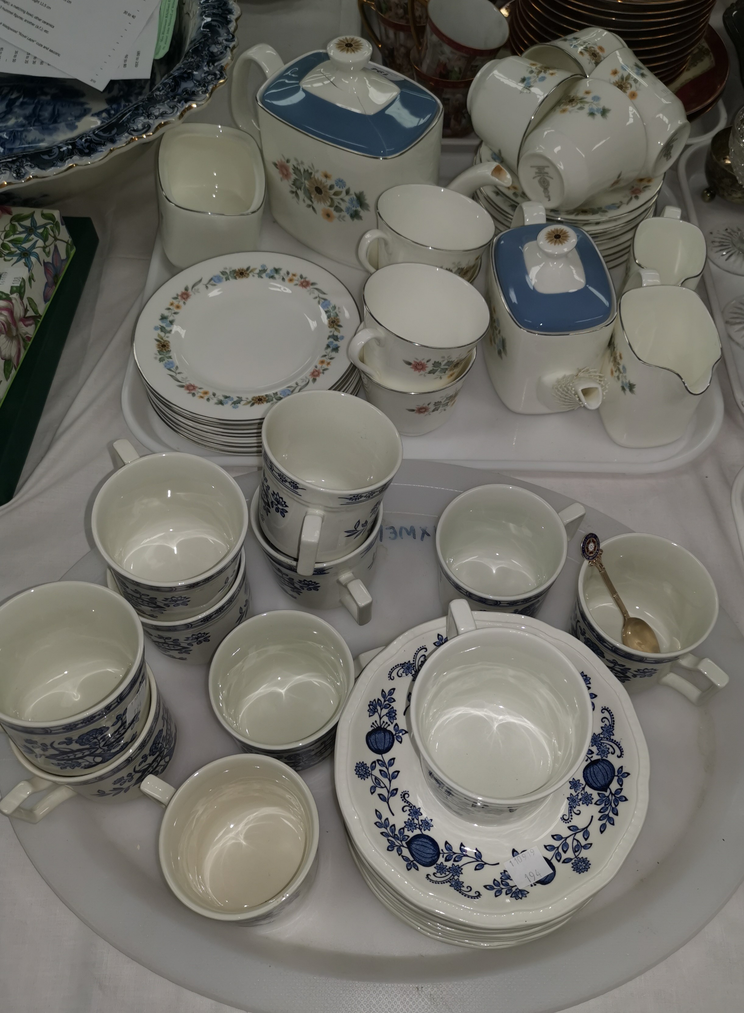 A Royal Doulton 'Pastorale' tea serveice; a blue and white part tea service