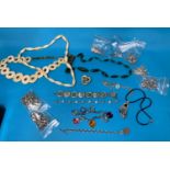 Four white metal identity bracelets, stamped '925', 6.5 oz; costume jewellery; various gollies; a