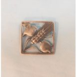 A silver Georg Jensen brooch numbered 250, two birds with head of barley, marked Sterling Denmark