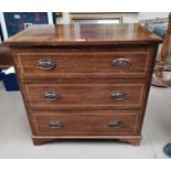 An Edwardian small inlaid mahogany chest of 3 drawers