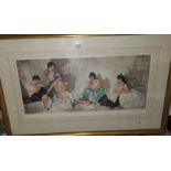 Sir William Russell Flint: 5 scantily clad young women in pensive poses, artist signed limited