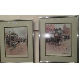 Margaret Chapman: 5 Northern Street Scenes, artist signed prints, two 12" x 9.5" & three 10.5" x