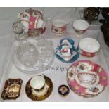 A sel;ection of decorative china including Royal Albert cups and saucers, Royal Crown Derby dish,