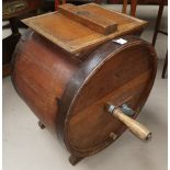 An oak late 19th Century/early 20th Century Lister & Co dairy engineers hand butter churn