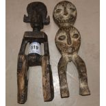Two wooden carved tribal figurines