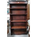 A Georgian mahogany 5 height "waterfall" bookcase with ebony line inlay to the frieze, brass side