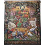 Joseph William Ledger 1926-2010: "Harvest Festival", collage of farmyard animals, fruit and flowers,
