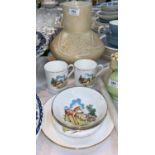 A Chameleon ware Art Deco pottery vase, 25 cm; 2 sets of Royal Windsor nursery china; a David
