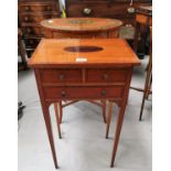 A late 19th/early 20th Century boxwood and ebony lined inlaid bedside/side cabinet with 3 drawers on