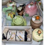 A Carlton Ware double egg holder, boxed, a Carlton Ware teapot, 2 Royal Doulton character jugs and