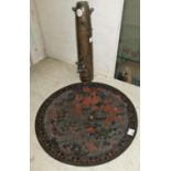 A Chinese tree bark Cloisonne dish, diameter 30cm and a bronze vase depicting a man flying a kite