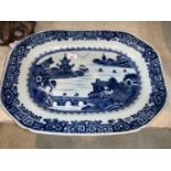 A Chinese blue and white meat platter length 29cm