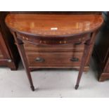 An Adams style mahogany demi lune wall mounted table with painted floral decoration
