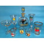 A large quantity of branded drinking glasses: Babycham; Cherry B; Snowball; Martini; etc.
