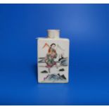 A Chinese porcelain rectangular snuff bottle with mark to base