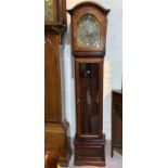 A mahogany reproduction longcase clock with brass dial