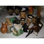 A Soviet Russian porcelain horse; a Beswick group of 2 kittens; a selection of Sylvac and other