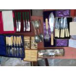 A selection of silver plated cutlery, boxed and loose