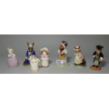 three Royal Doulton Bunnykins figures; another; 3 Royal Worcester candlesnuffers