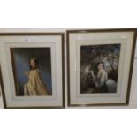 A pair of 19th century Baxter prints "The Love Letter" & "The Bouquet", 35 x 26 cm, framed and