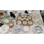 Five Chamberlain's Worcester trios and a selection of 19th century decorative pottery