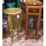 A Chinese hardwood plant stand and another gilt rococo style plant stand