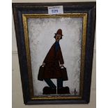 Albert Barlow: "Man in a Suitcase", oil on board, 25 x 15 cm, framed