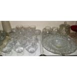 A set of 8 cut crystal champagne glasses; 3 19th century tankards; etc.