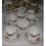 A Shelley "Bridal Rose" 18 piece part tea set, fluted and decorated with floral bouquets; a Japan