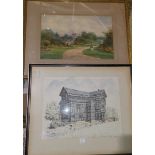 H Hallknight, English 19th century: watercolour, The Gables, Linslade, Leighton Buzzard, signed with