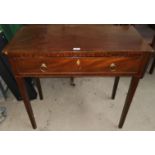 An Edwardian inlaid mahogany side table with single drawer, on tapering legs