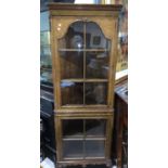 A Georgian style full height corner display cabinet in burr walnut, 26"