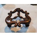 A Chinese hardwood carved and pierced censer stand, diameter 26 cm
