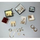 A selection of 9 carat gold and other earrings