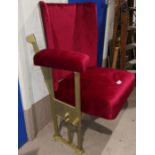 An early 20th century run of 5 cinema seats, ends restored in gold finish, seats and backs requiring