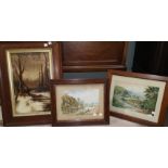 W Chaffer 19th century watercolour, fishermen by a river, signed, 17 x 25 cm, framed; another by the